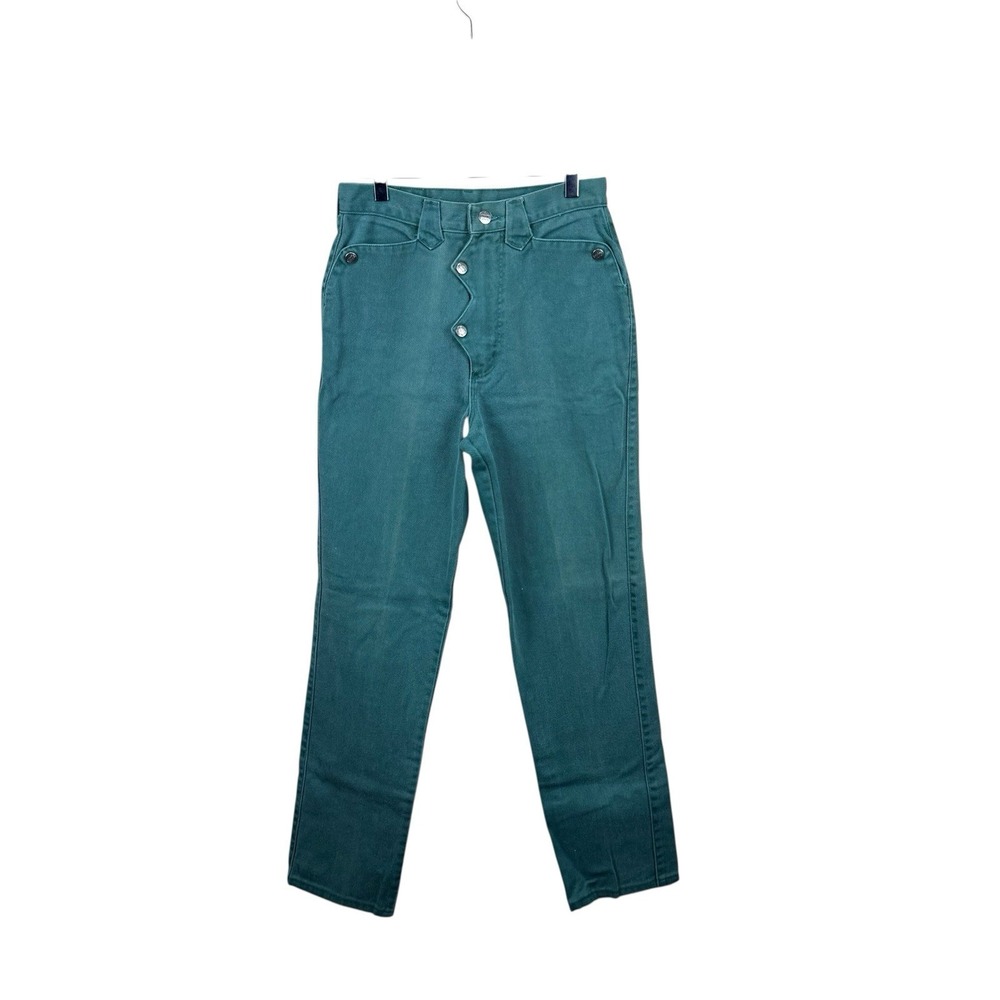 Vintage Roughrider Bareback Jeans Womens Juniors 7/8 High Waisted Green Cowgirl